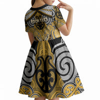 Aotearoa Iwi Ngati Tama Personalised Kid Short Sleeve Dress Maori Kowhaiwhai Pattern