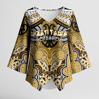 Aotearoa Iwi Ngati Tama Personalised Kimono Sleeve Blouse Maori Kowhaiwhai Pattern