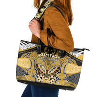 Aotearoa Iwi Ngati Tama Leather Tote Bag Maori Kowhaiwhai Pattern