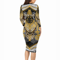 Aotearoa Iwi Ngati Tama Personalised Long Sleeve Bodycon Dress Maori Kowhaiwhai Pattern