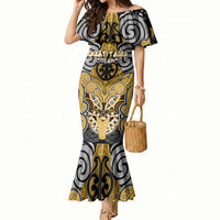 Aotearoa Iwi Ngati Tama Personalised Mermaid Dress Maori Kowhaiwhai Pattern