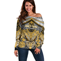 Aotearoa Iwi Ngati Tama Personalised Off Shoulder Sweater Maori Kowhaiwhai Pattern