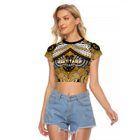 Aotearoa Iwi Ngati Tama Personalised Raglan Cropped T Shirt Maori Kowhaiwhai Pattern