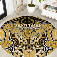 Aotearoa Iwi Ngati Tama Round Carpet Maori Kowhaiwhai Pattern