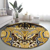 Aotearoa Iwi Ngati Tama Round Carpet Maori Kowhaiwhai Pattern