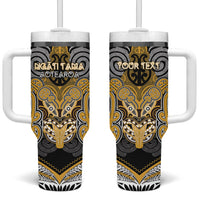 Aotearoa Iwi Ngati Tama Personalised Tumbler With Handle Maori Kowhaiwhai Pattern