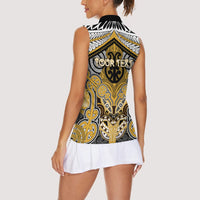 Aotearoa Iwi Ngati Tama Personalised Women Sleeveless Polo Shirt Maori Kowhaiwhai Pattern