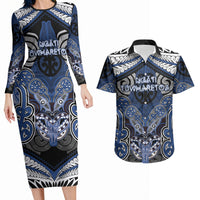 Aotearoa Iwi Ngati Tuwharetoa Personalised Couples Matching Long Sleeve Bodycon Dress and Hawaiian Shirt Maori Kowhaiwhai Pattern