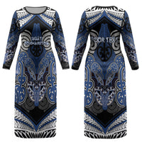 Aotearoa Iwi Ngati Tuwharetoa Personalised Couples Matching Long Sleeve Bodycon Dress and Hawaiian Shirt Maori Kowhaiwhai Pattern