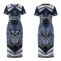 Aotearoa Iwi Ngati Tuwharetoa Personalised Family Matching Short Sleeve Bodycon Dress and Hawaiian Shirt Maori Kowhaiwhai Pattern