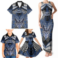 Aotearoa Iwi Ngati Tuwharetoa Personalised Family Matching Tank Maxi Dress and Hawaiian Shirt Maori Kowhaiwhai Pattern
