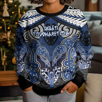 Aotearoa Iwi Ngati Tuwharetoa Personalised Kid Ugly Christmas Sweater Maori Kowhaiwhai Pattern