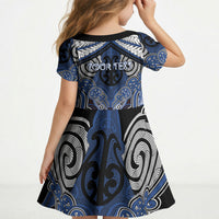 Aotearoa Iwi Ngati Tuwharetoa Personalised Kid Short Sleeve Dress Maori Kowhaiwhai Pattern
