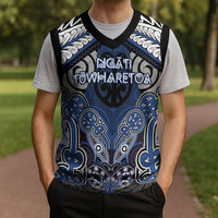Aotearoa Iwi Ngati Tuwharetoa Personalised Christmas Knitted V-Neck Vest Maori Kowhaiwhai Pattern