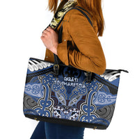 Aotearoa Iwi Ngati Tuwharetoa Leather Tote Bag Maori Kowhaiwhai Pattern
