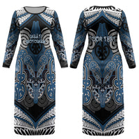 Aotearoa Iwi Ngati Mutunga Personalised Couples Matching Long Sleeve Bodycon Dress and Long Sleeve Button Shirt Maori Kowhaiwhai Pattern