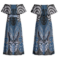 Aotearoa Iwi Ngati Mutunga Personalised Couples Matching Off Shoulder Maxi Dress and Long Sleeve Button Shirt Maori Kowhaiwhai Pattern