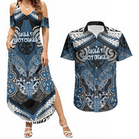 Aotearoa Iwi Ngati Mutunga Personalised Couples Matching Summer Maxi Dress and Hawaiian Shirt Maori Kowhaiwhai Pattern