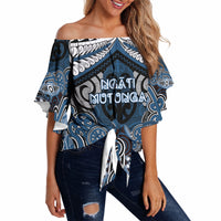 Aotearoa Iwi Ngati Mutunga Personalised Off Shoulder Wrap Waist Top Maori Kowhaiwhai Pattern