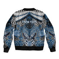 Aotearoa Iwi Ngati Mutunga Personalised Sleeve Zip Bomber Jacket Maori Kowhaiwhai Pattern