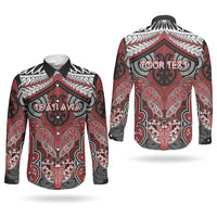Aotearoa Iwi Te Ati Awa Personalised Couples Matching Off The Shoulder Long Sleeve Dress and Long Sleeve Button Shirt Maori Kowhaiwhai Pattern