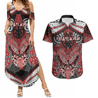 Aotearoa Iwi Te Ati Awa Personalised Couples Matching Summer Maxi Dress and Hawaiian Shirt Maori Kowhaiwhai Pattern