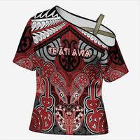 Aotearoa Iwi Te Ati Awa Personalised Cross Shoulder Shirt Maori Kowhaiwhai Pattern