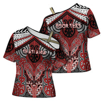 Aotearoa Iwi Te Ati Awa Personalised Cross Shoulder Shirt Maori Kowhaiwhai Pattern