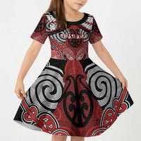 Aotearoa Iwi Te Ati Awa Personalised Kid Short Sleeve Dress Maori Kowhaiwhai Pattern