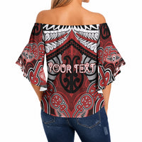 Aotearoa Iwi Te Ati Awa Personalised Off Shoulder Wrap Waist Top Maori Kowhaiwhai Pattern