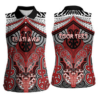 Aotearoa Iwi Te Ati Awa Personalised Women Sleeveless Polo Shirt Maori Kowhaiwhai Pattern