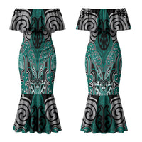 Aotearoa Iwi Ngati Maru Personalised Couples Matching Mermaid Dress and Hawaiian Shirt Maori Kowhaiwhai Pattern