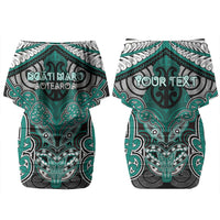 Aotearoa Iwi Ngati Maru Personalised Couples Matching Off Shoulder Short Dress and Long Sleeve Button Shirt Maori Kowhaiwhai Pattern