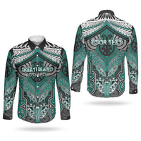 Aotearoa Iwi Ngati Maru Personalised Couples Matching Short Sleeve Bodycon Dress and Long Sleeve Button Shirt Maori Kowhaiwhai Pattern