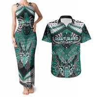 Aotearoa Iwi Ngati Maru Personalised Couples Matching Tank Maxi Dress and Hawaiian Shirt Maori Kowhaiwhai Pattern