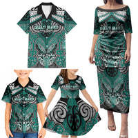 Aotearoa Iwi Ngati Maru Personalised Family Matching Puletasi and Hawaiian Shirt Maori Kowhaiwhai Pattern