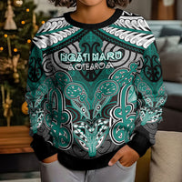 Aotearoa Iwi Ngati Maru Personalised Kid Ugly Christmas Sweater Maori Kowhaiwhai Pattern