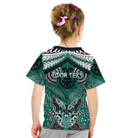 Aotearoa Iwi Ngati Maru Personalised Kid T Shirt Maori Kowhaiwhai Pattern