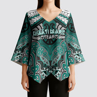 Aotearoa Iwi Ngati Maru Personalised Kimono Sleeve Blouse Maori Kowhaiwhai Pattern