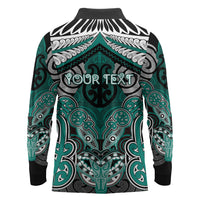 Aotearoa Iwi Ngati Maru Personalised Long Sleeve Polo Shirt Maori Kowhaiwhai Pattern