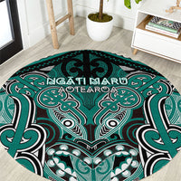 Aotearoa Iwi Ngati Maru Round Carpet Maori Kowhaiwhai Pattern