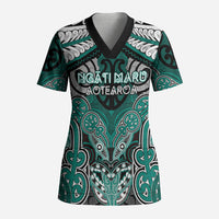 Aotearoa Iwi Ngati Maru Personalised Scrub Top Maori Kowhaiwhai Pattern