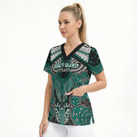 Aotearoa Iwi Ngati Maru Personalised Scrub Top Maori Kowhaiwhai Pattern