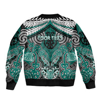 Aotearoa Iwi Ngati Maru Personalised Sleeve Zip Bomber Jacket Maori Kowhaiwhai Pattern