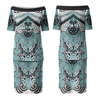 Aotearoa Iwi Ngati Paoa Personalised Couples Matching Puletasi and Long Sleeve Button Shirt Maori Kowhaiwhai Pattern