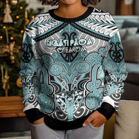Aotearoa Iwi Ngati Paoa Personalised Kid Ugly Christmas Sweater Maori Kowhaiwhai Pattern