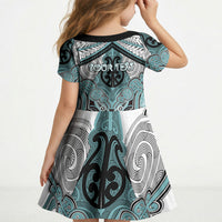 Aotearoa Iwi Ngati Paoa Personalised Kid Short Sleeve Dress Maori Kowhaiwhai Pattern