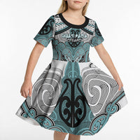 Aotearoa Iwi Ngati Paoa Personalised Kid Short Sleeve Dress Maori Kowhaiwhai Pattern