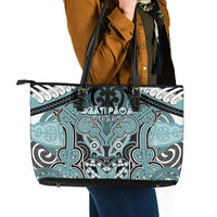 Aotearoa Iwi Ngati Paoa Leather Tote Bag Maori Kowhaiwhai Pattern