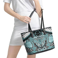 Aotearoa Iwi Ngati Paoa Leather Tote Bag Maori Kowhaiwhai Pattern